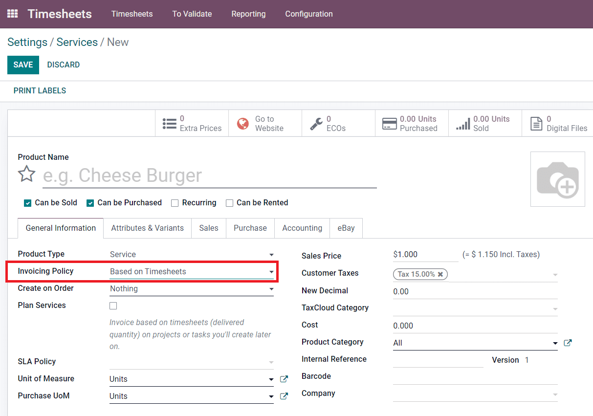 Odoo 15 Timesheet